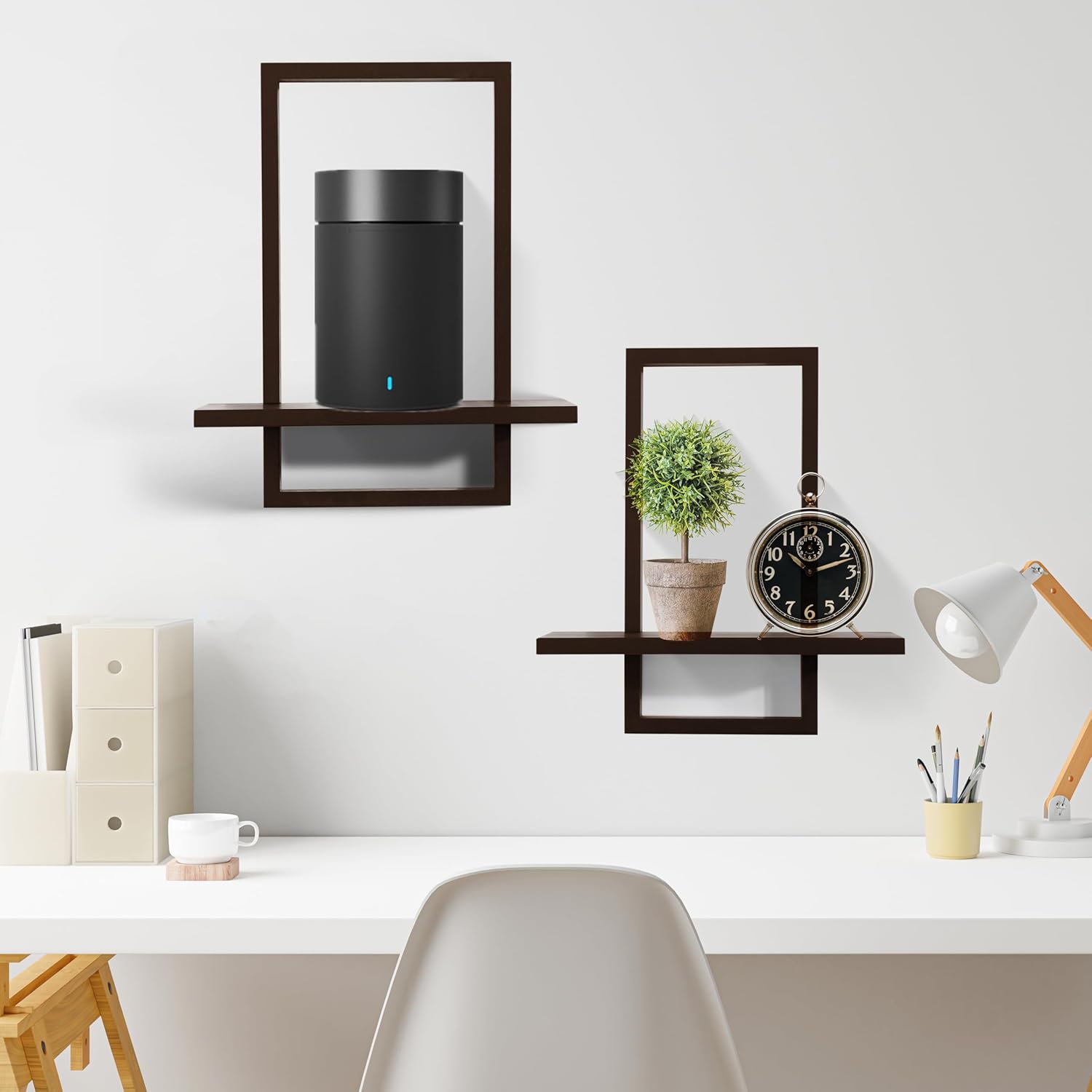 PHOENANCEE Square Floating Shelves Set of 2 Black Modern Chic