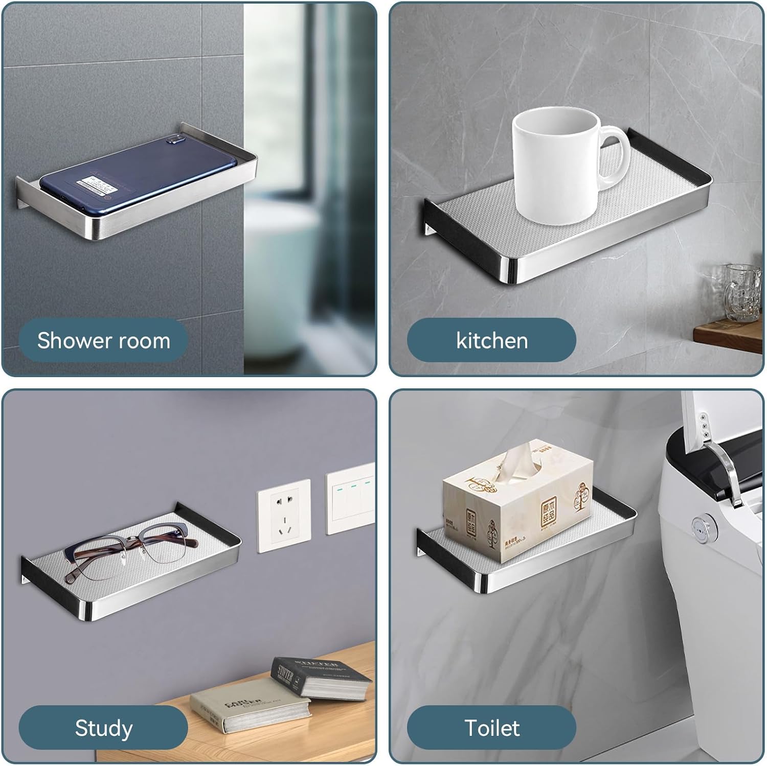 Stainless Steel Bathroom Phone Shelf Wall Mount 73x35in