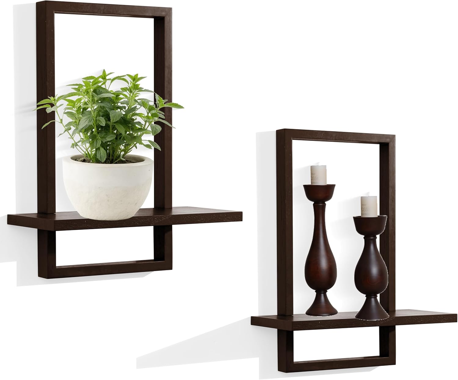 PHOENANCEE Square Floating Shelves Set of 2 Black Modern Chic