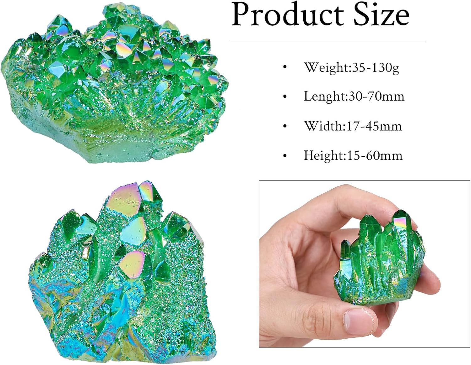 SUNYIK Green Titanium Coated Crystal Cluster Figurine