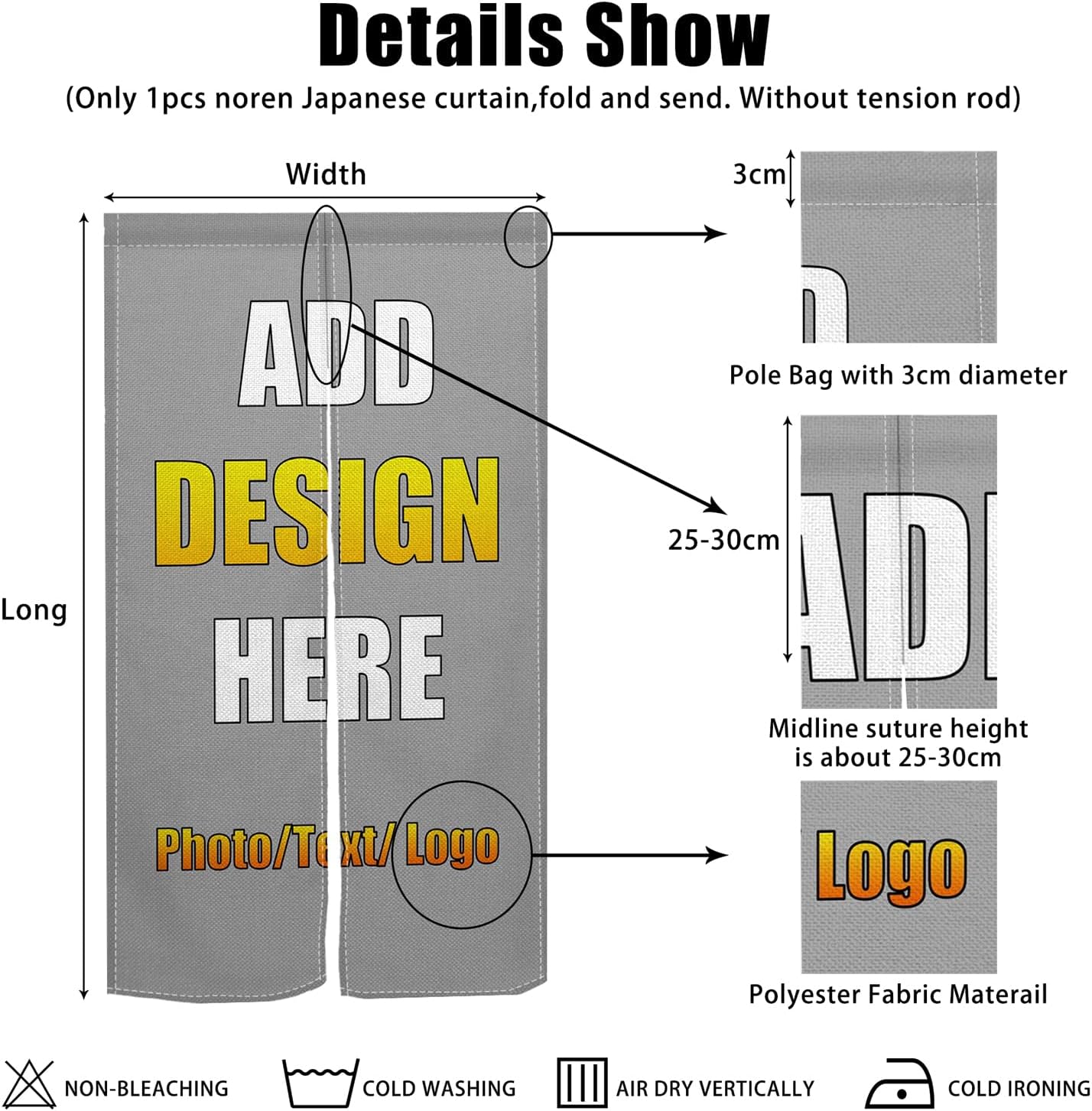 Customizable Japanese Noren Door Curtain Panel Decor