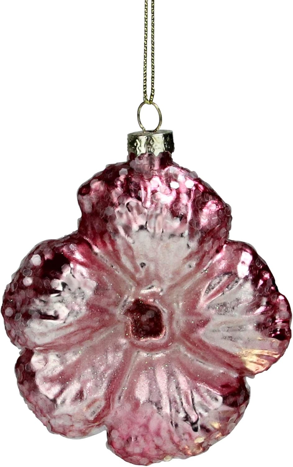 35 Inch Light Pink Glass Flower Christmas Ornament