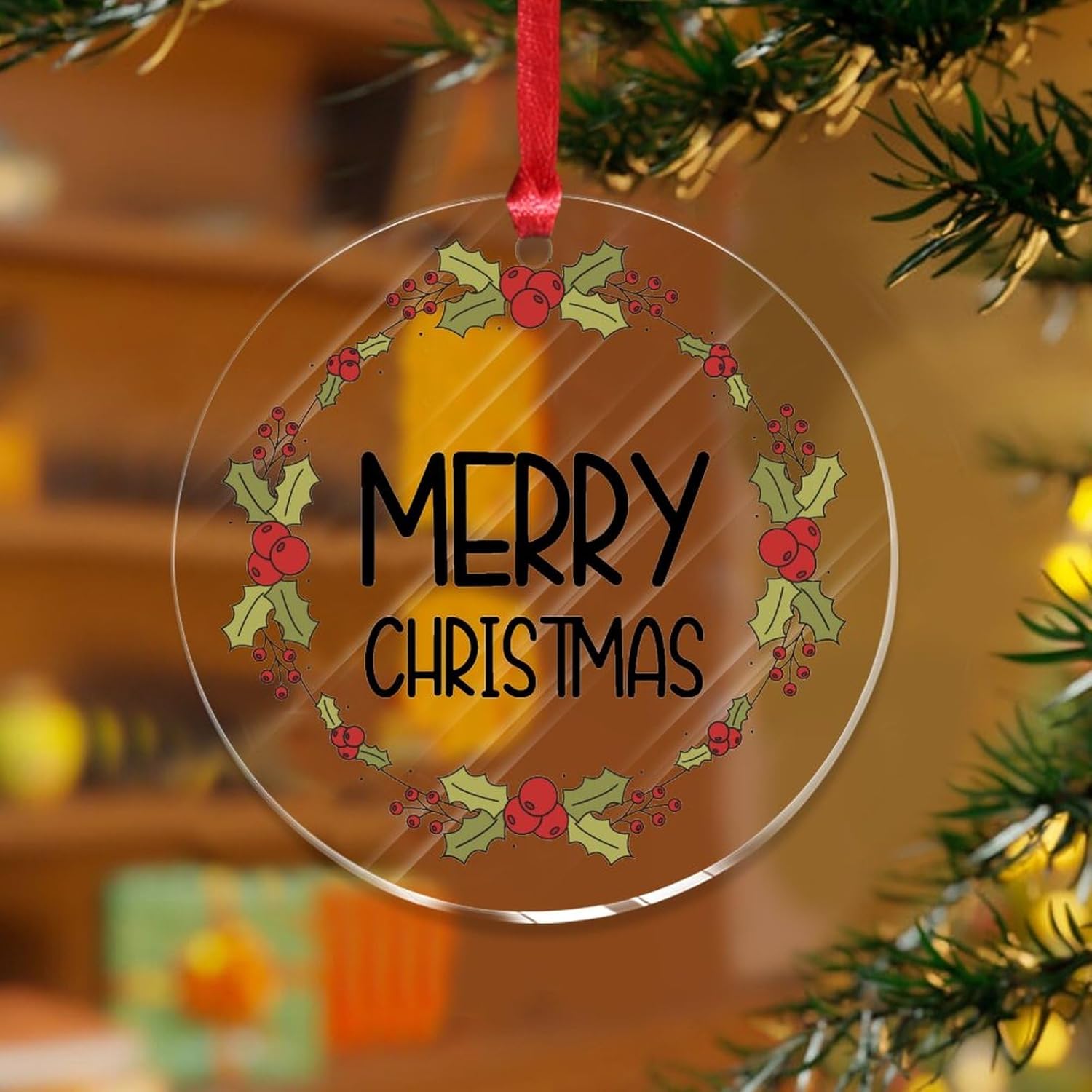 3 Inch Clear Acrylic Christmas Ornaments 2023 Hanging Decor
