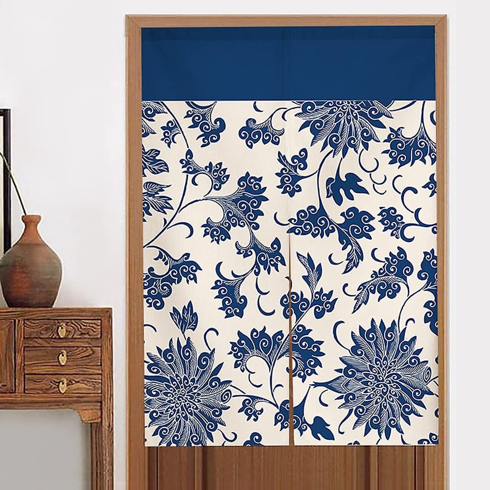 Japanese Noren Door Curtain Panel Navy Blue 33x47 Inch