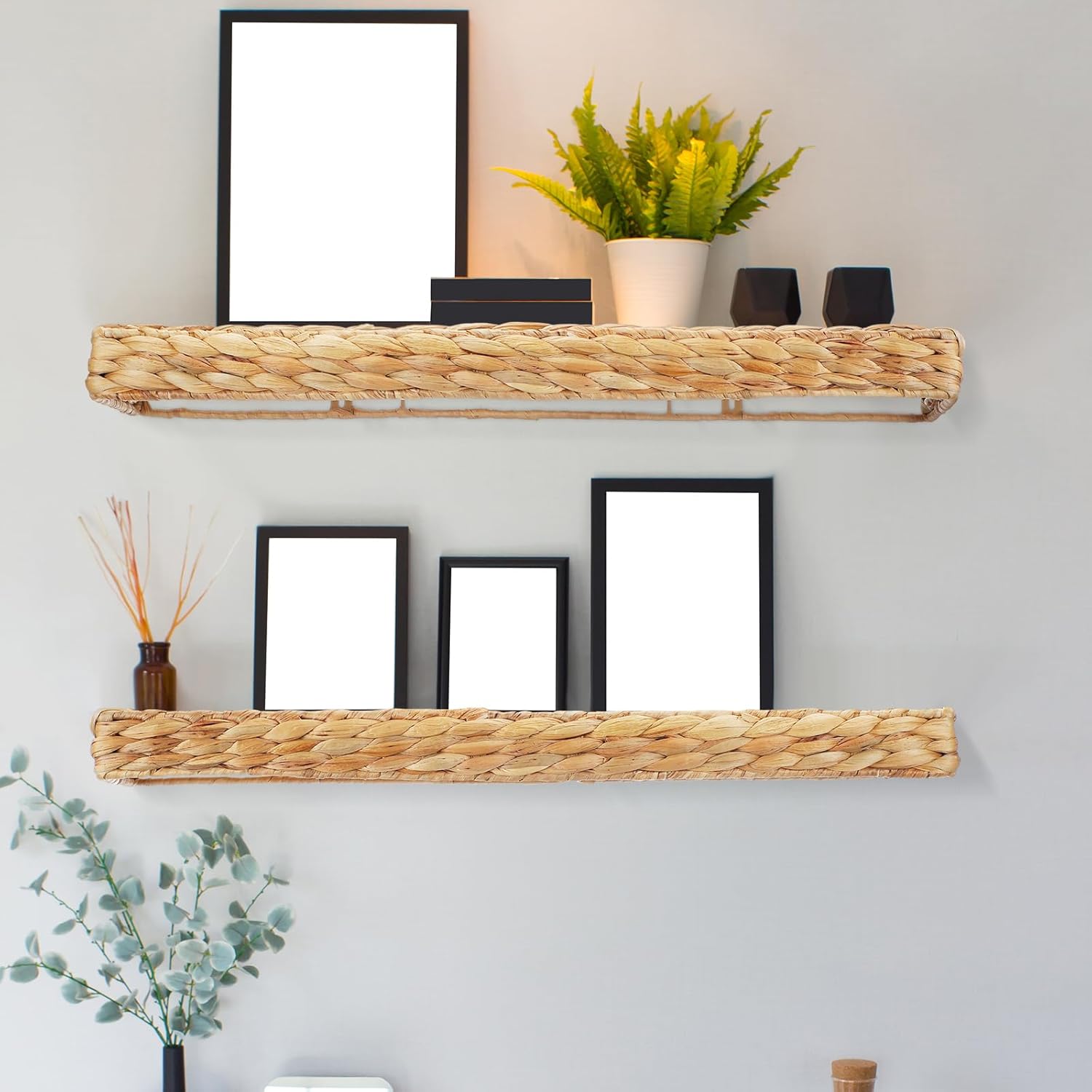 Pinkunn 2 Pack Rustic Floating Wall Shelves for Home Use