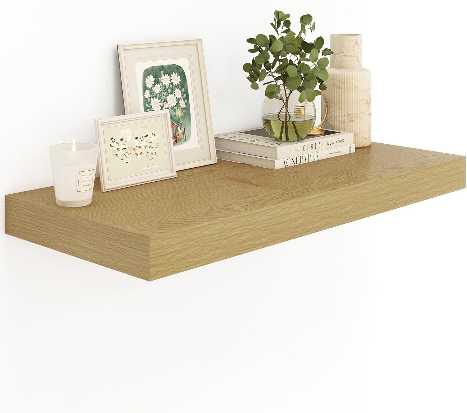 Heimlove 12 Inch Deep Oak Floating Shelves Set of 1