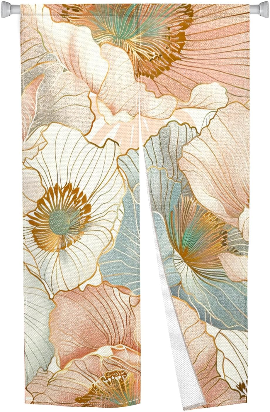 Boho Style Japanese Noren Panel Door Curtain with Flowers Pattern