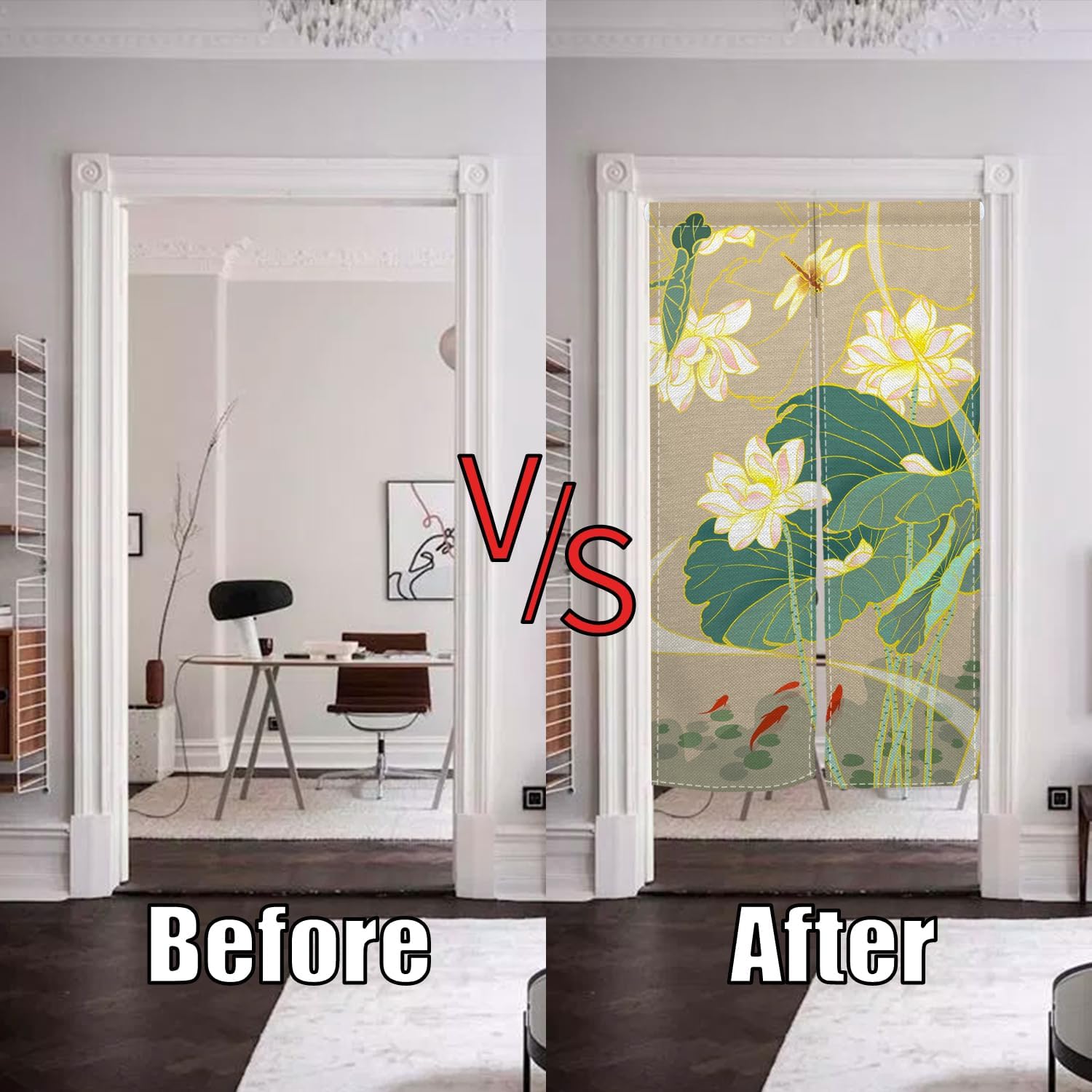 Japanese Noren Door Curtain with Ukiyoe Design