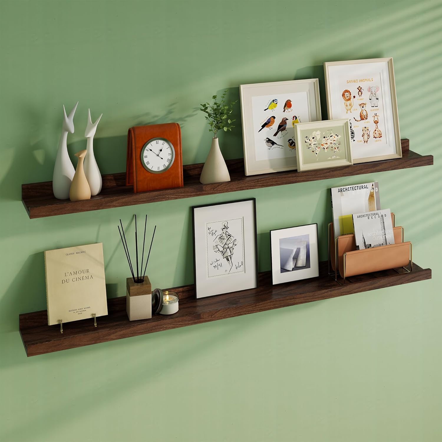 Floating Picture Ledge Shelves Set of 2 55 Inch Solid Oak