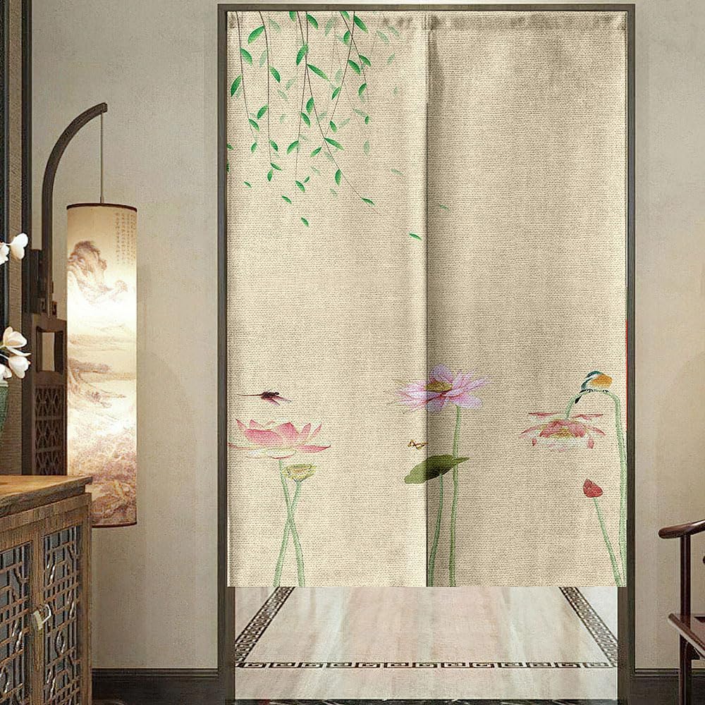 Chickwin Japanese Door Curtain with Lotus Design