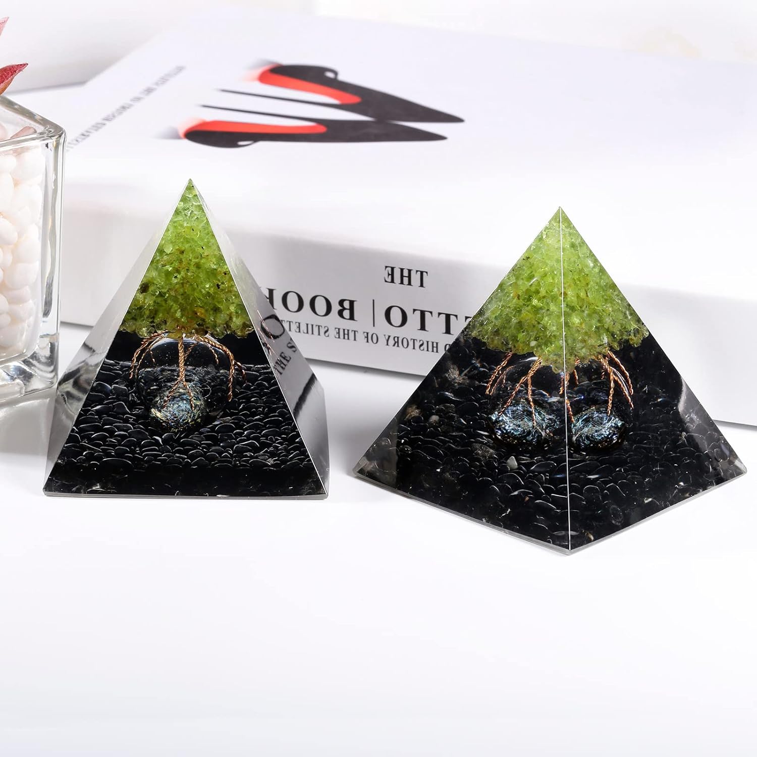 Rockcloud Tree of Life Orgone Pyramid Crystal Decor