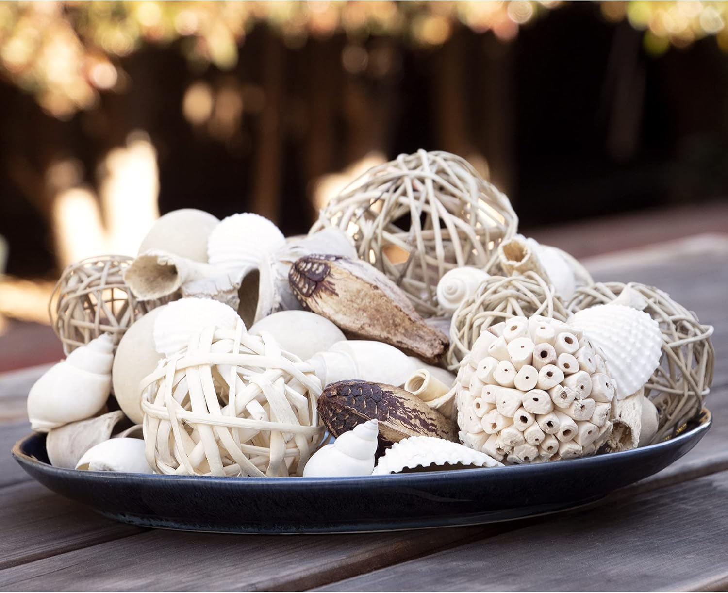 Organic Netti Bag with White Seashells and Botanicals