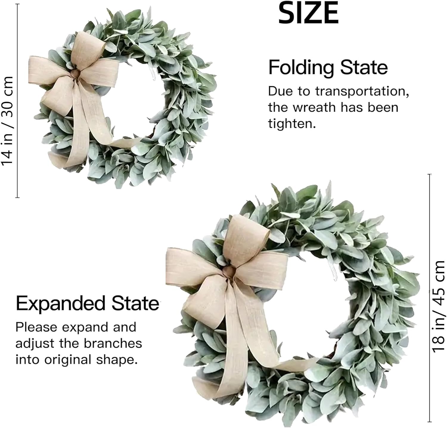 Lambs Ear Teardrop Front Door Wreath
