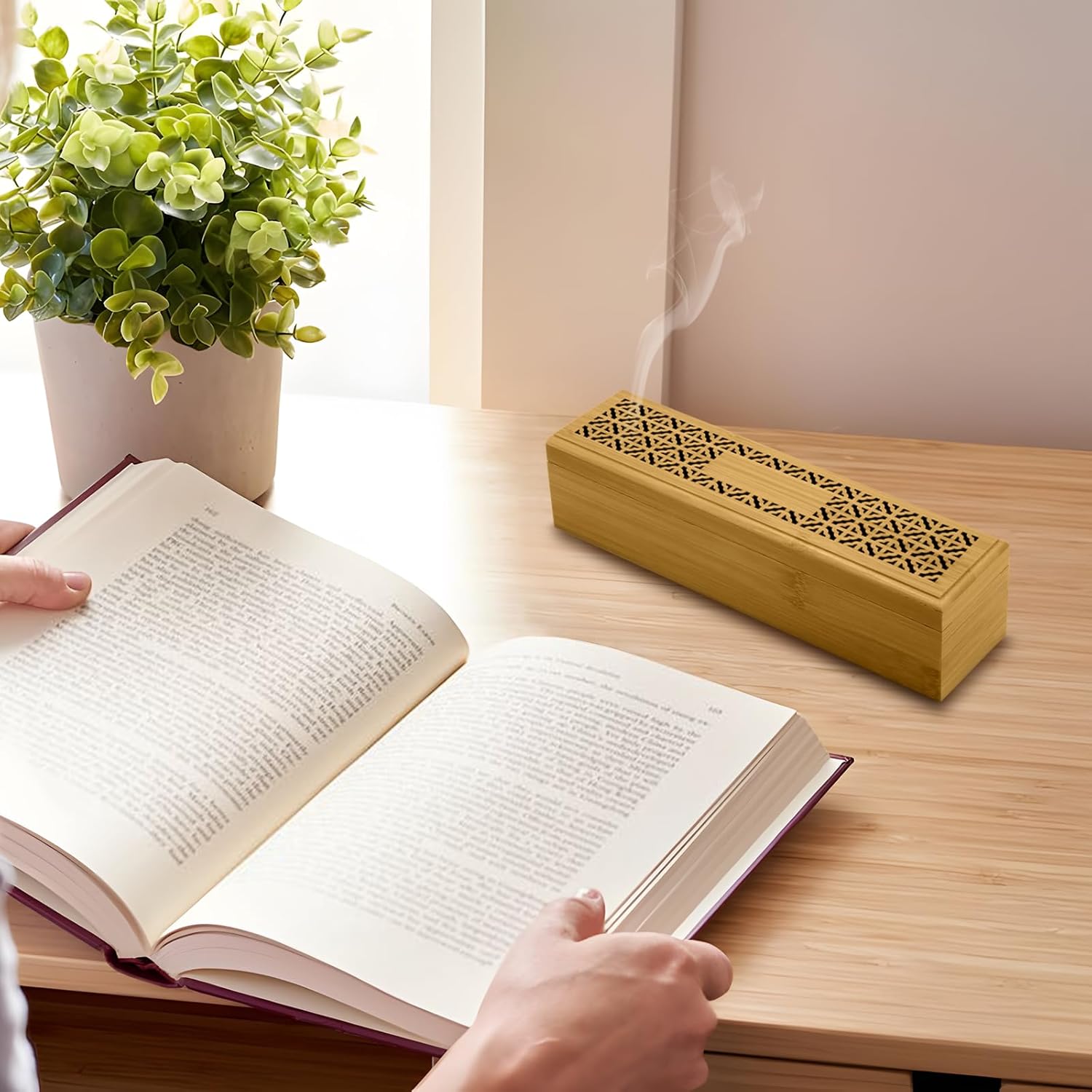 Holyenten Wooden Incense Holder Burner with Storage