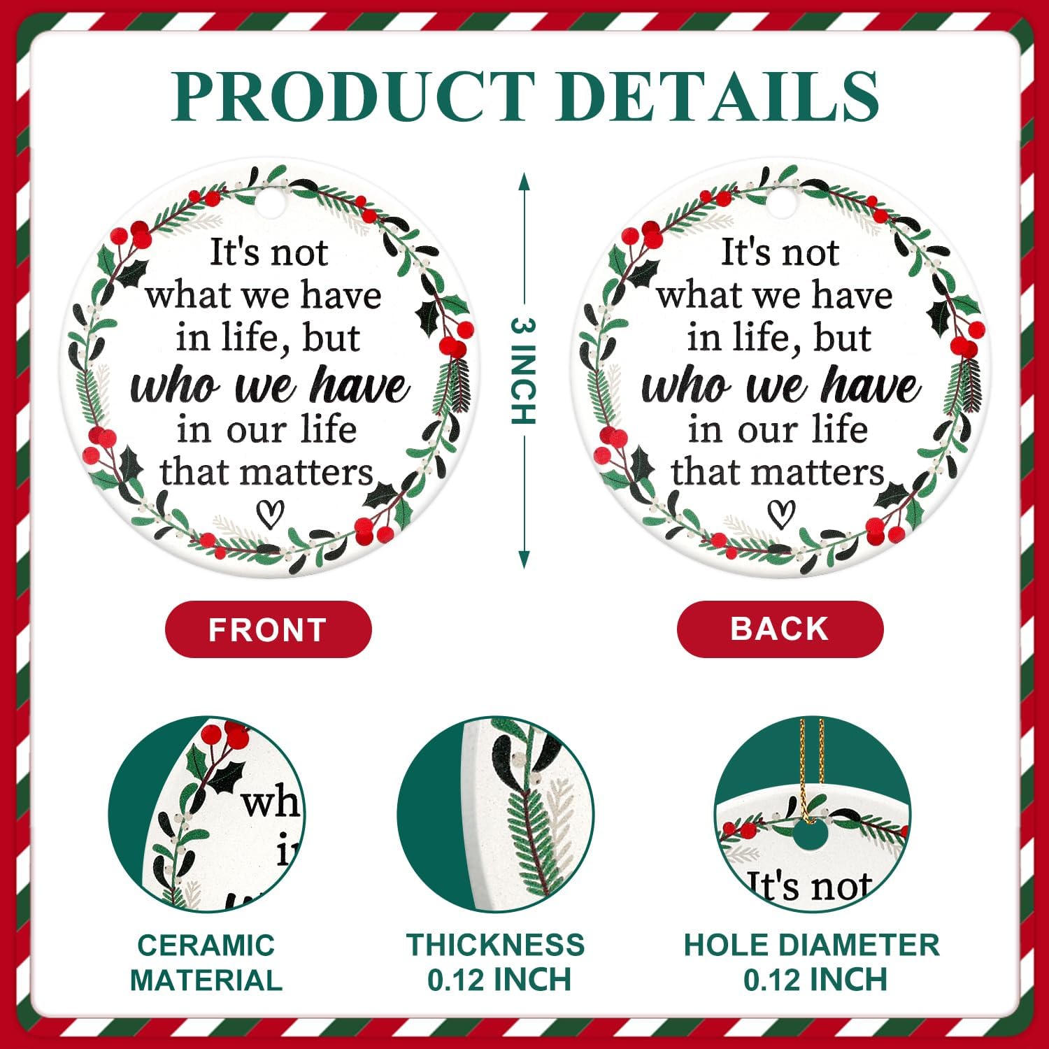 Deceram Mini Ceramic Christmas Ornaments for Friends Family