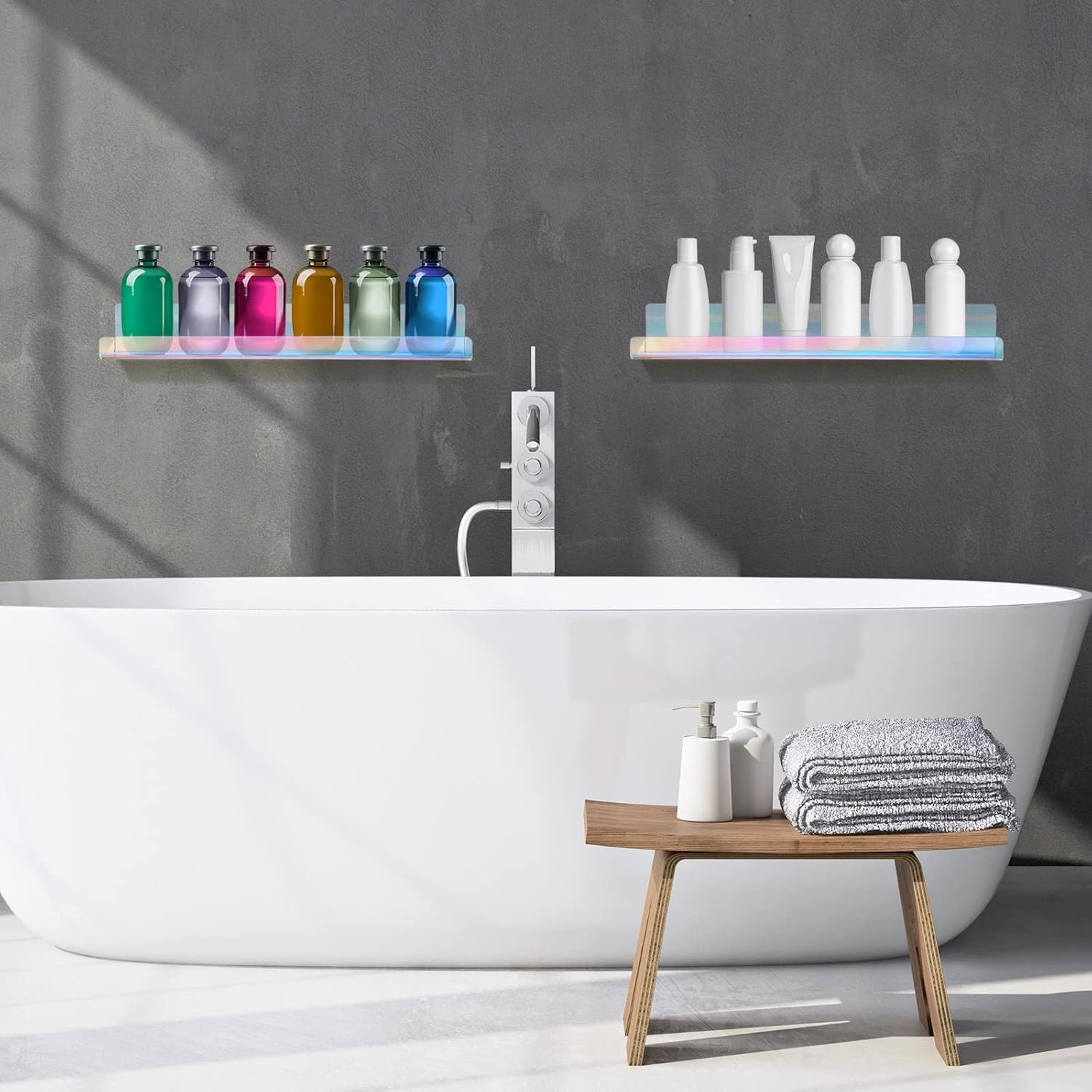 Blulu 8 Pack 14 Inch Acrylic Floating Shelf for Wall Mounting