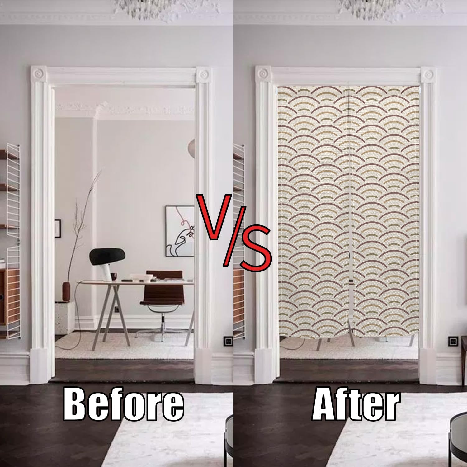 Japanese Noren Door Curtain with Wave Pattern