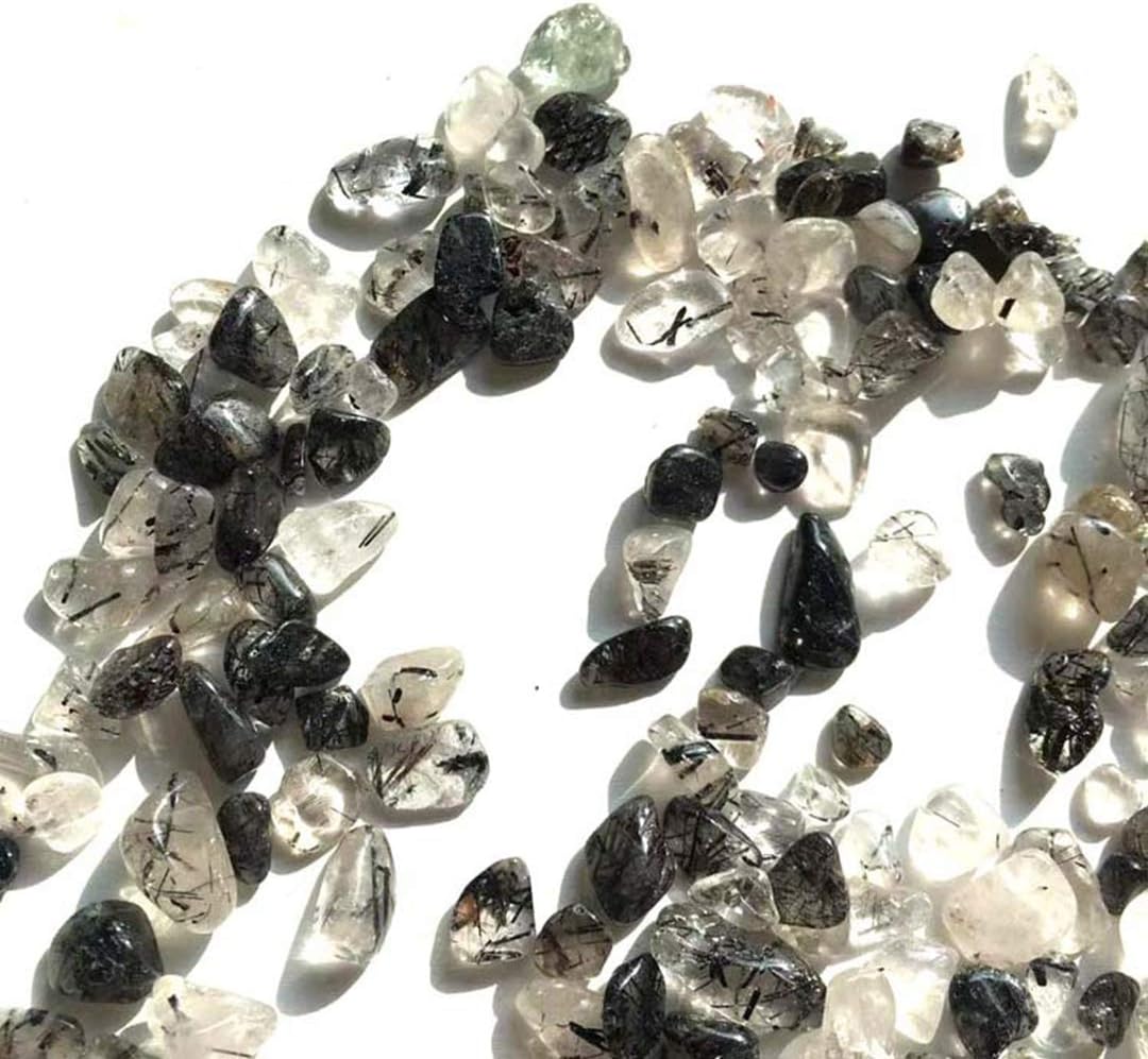 Black Rutilated Quartz Tumbled Chips 05lb Stones