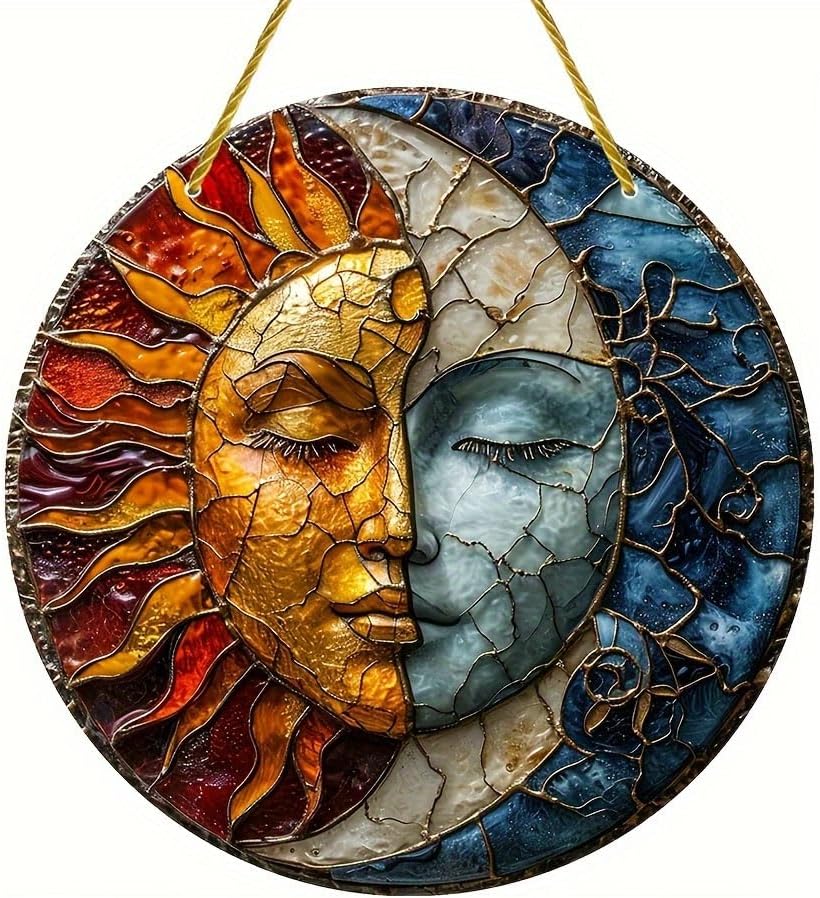 ZIEKEER 8x8 Inch Yin Yang Sun Moon Acrylic Wall Ornament