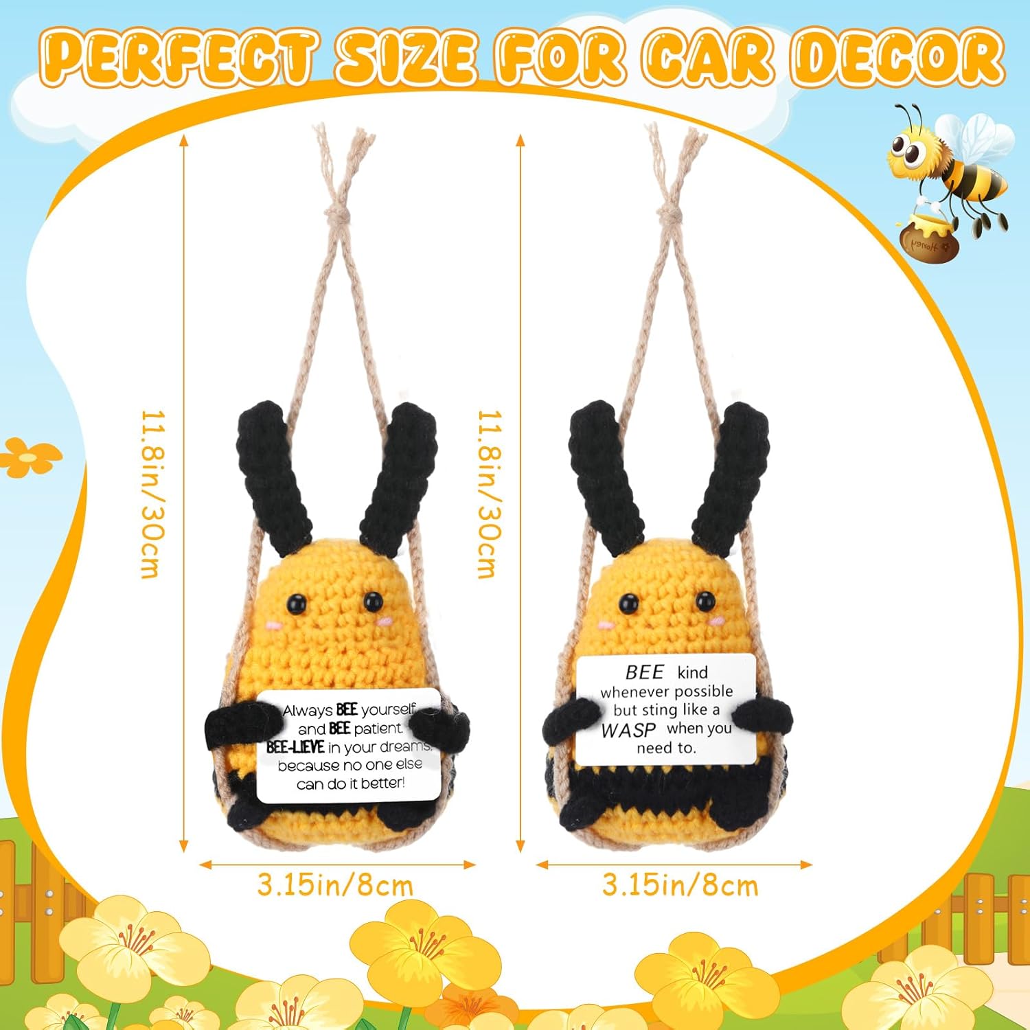 Vercraft Car Mirror Bee Pendant Woven Decor