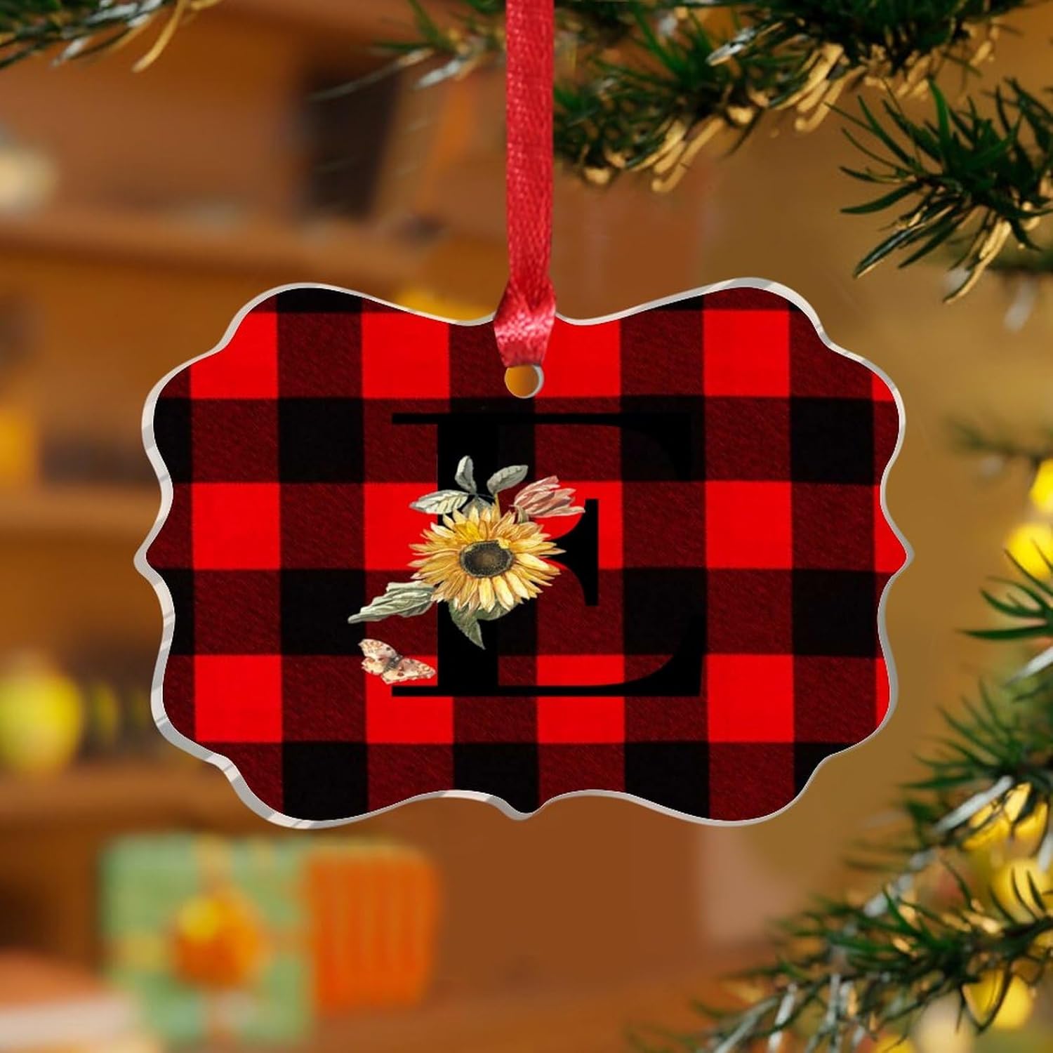 2023 Acrylic Christmas Ornament Black Monogram E