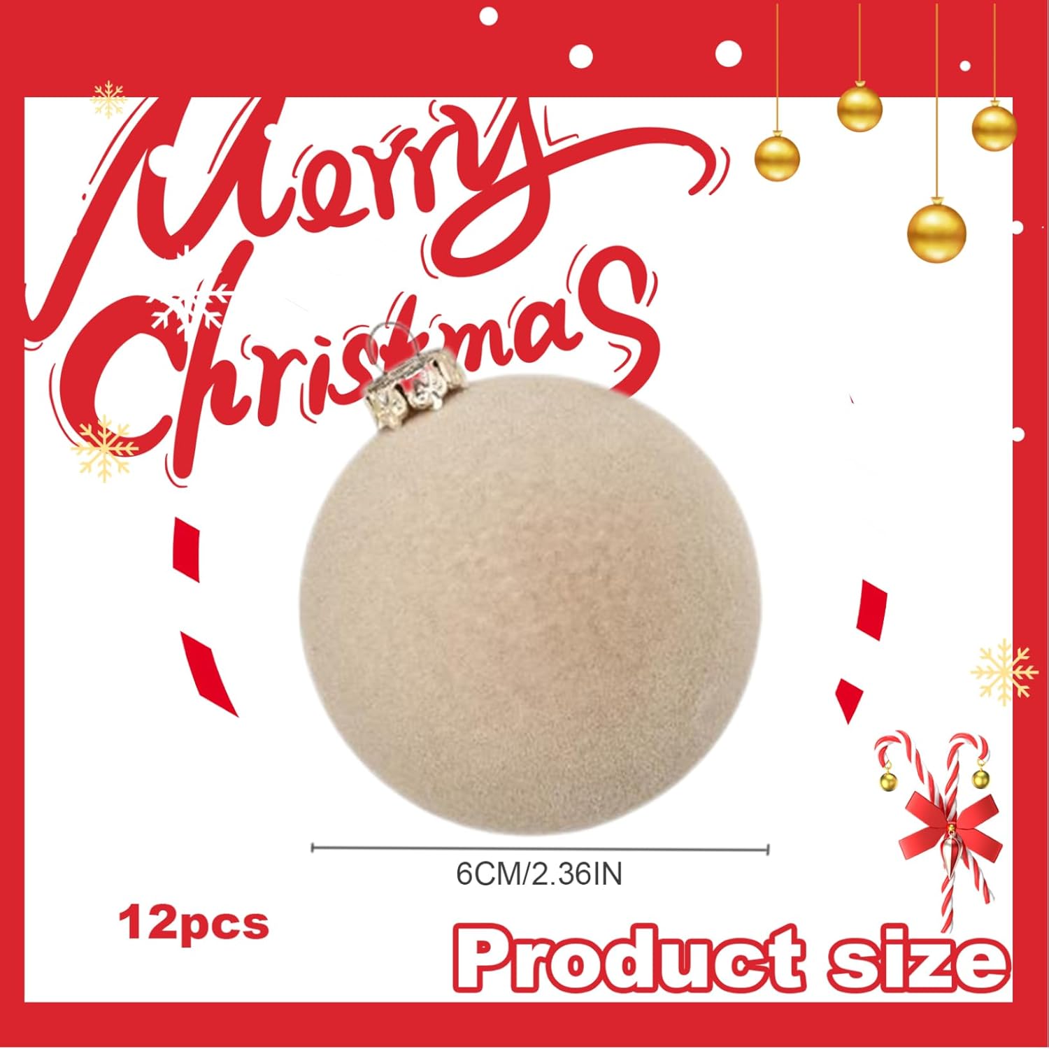 Wedhapy 12 Velvet Christmas Tree Balls 2 Inch