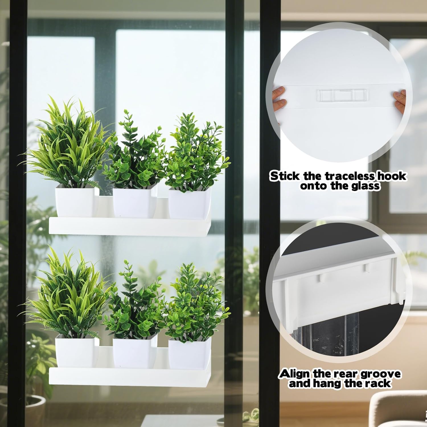 Rainmae 2 Pcs Floating Window Shelves for Plants