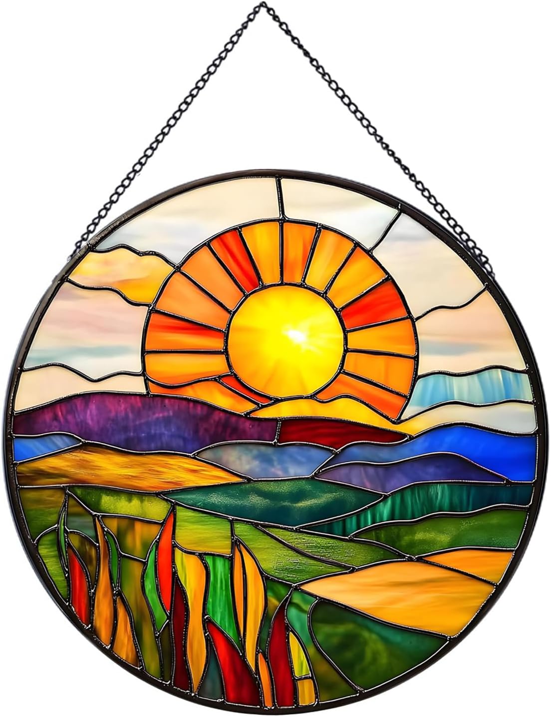 Payutou Sunrise Hanging Stained Glass Window Suncatcher
