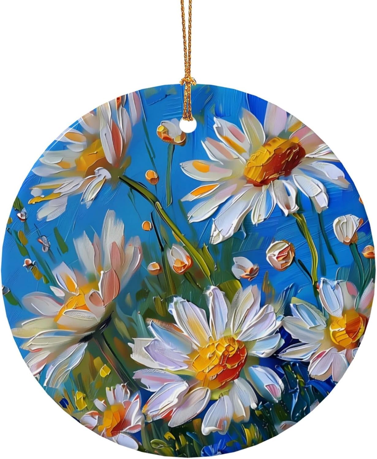 Christmas Ornaments Daisy Flower Ceramic Pendant Decor