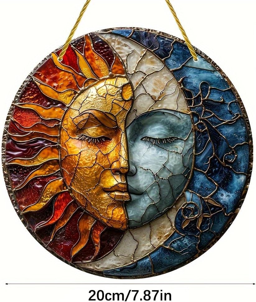 ZIEKEER 8x8 Inch Yin Yang Sun Moon Acrylic Wall Ornament