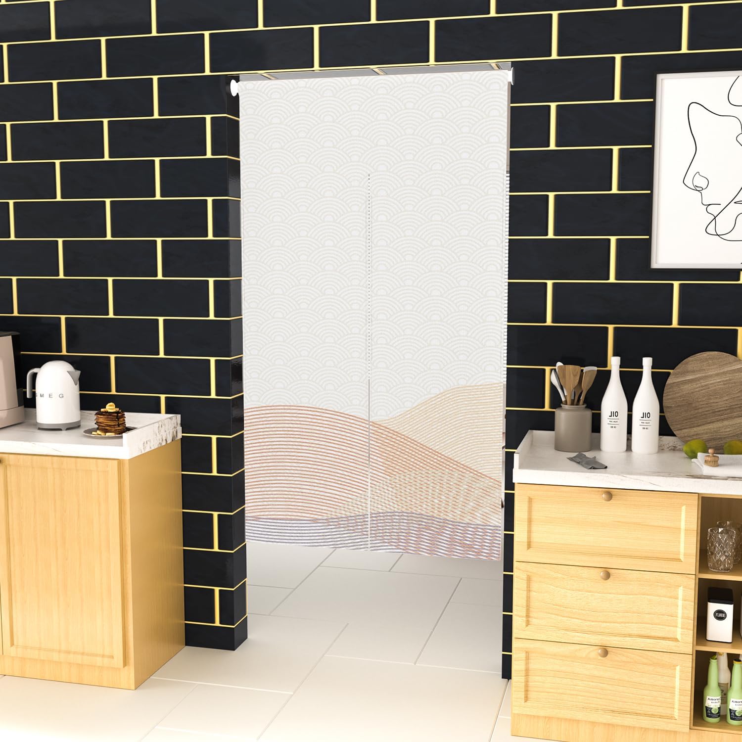 Leowefowa Double Sided Noren Curtain for Room Divider
