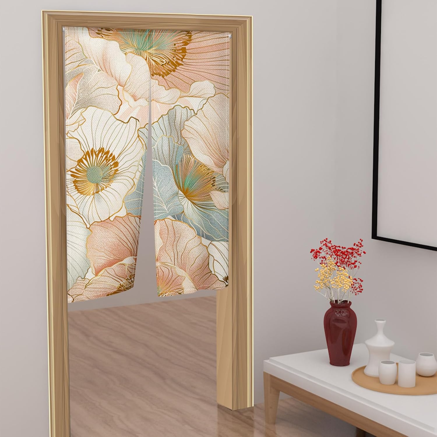 Leowefowa Boho Flower Doorway Curtain for Privacy