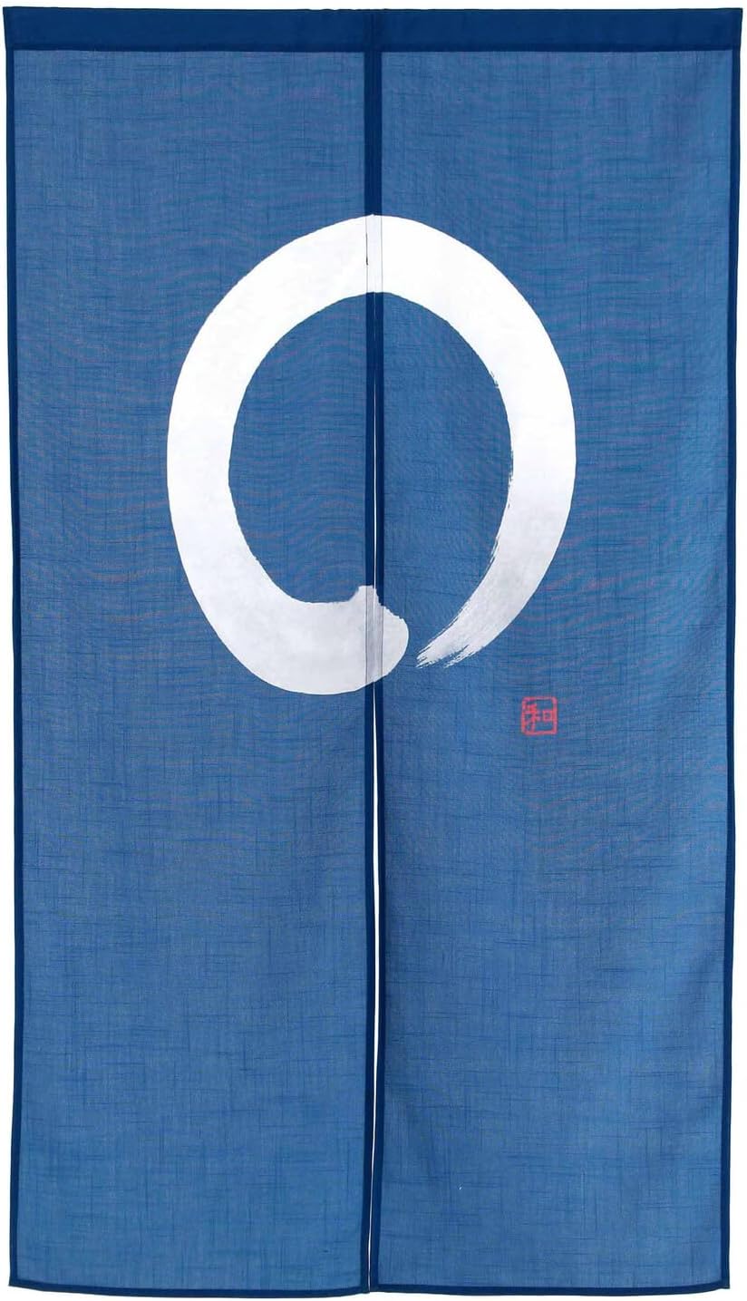 EDOYA Japanese Doorway Curtain Noren Tapestry En Indigo Blue