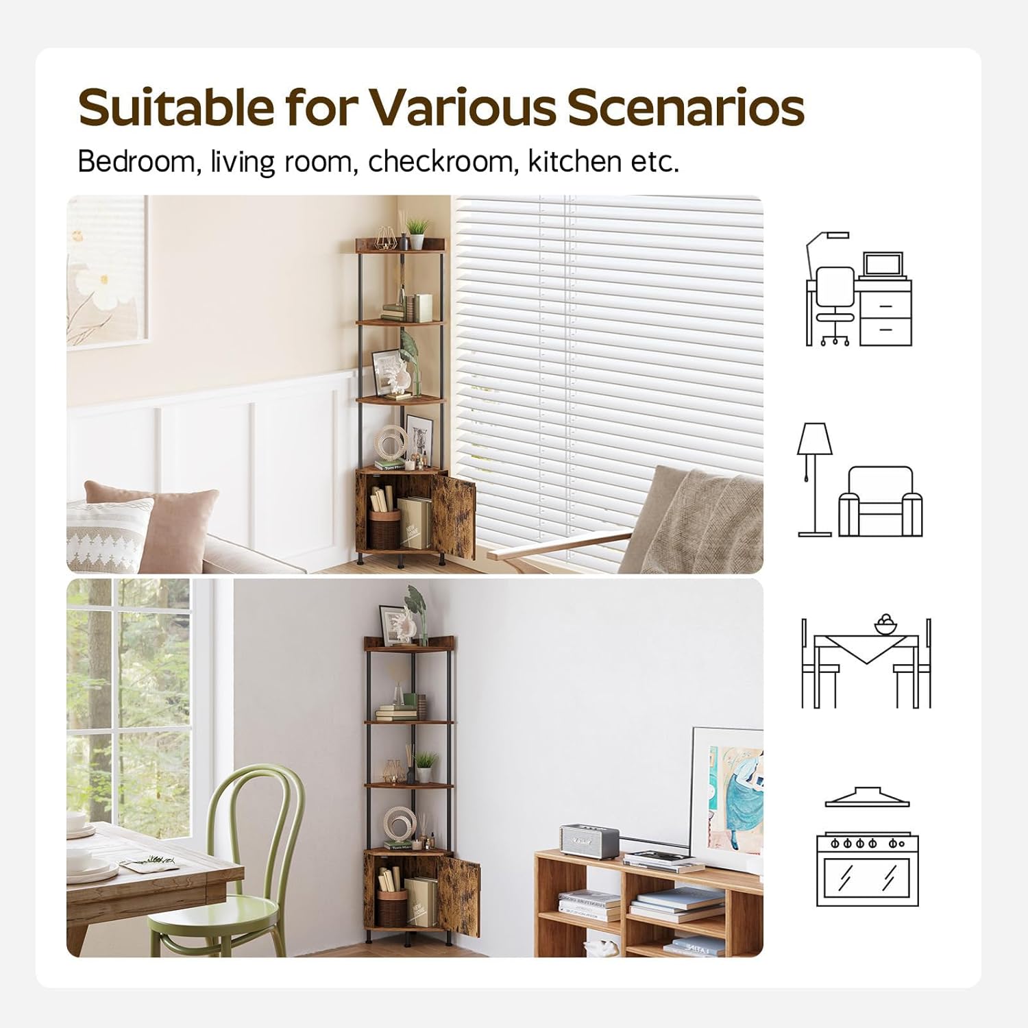 VonDream 5-Tier Corner Cabinet for Small Spaces