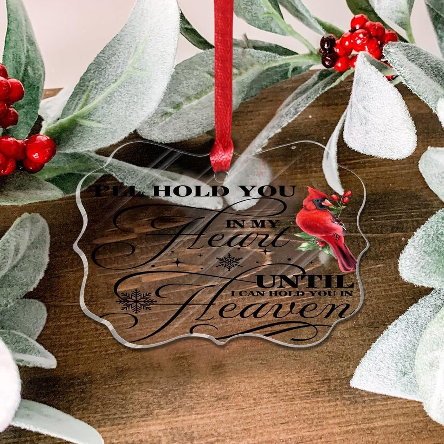 Premium Acrylic Christmas Ornament 2023 Heart Memorial Decor Bauble