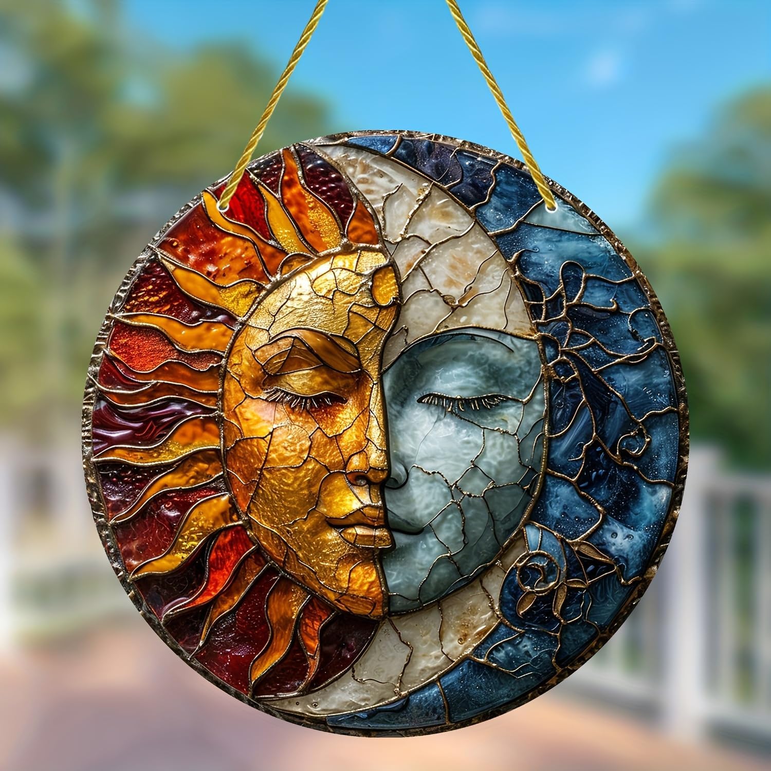 ZIEKEER 8x8 Inch Yin Yang Sun Moon Acrylic Wall Ornament