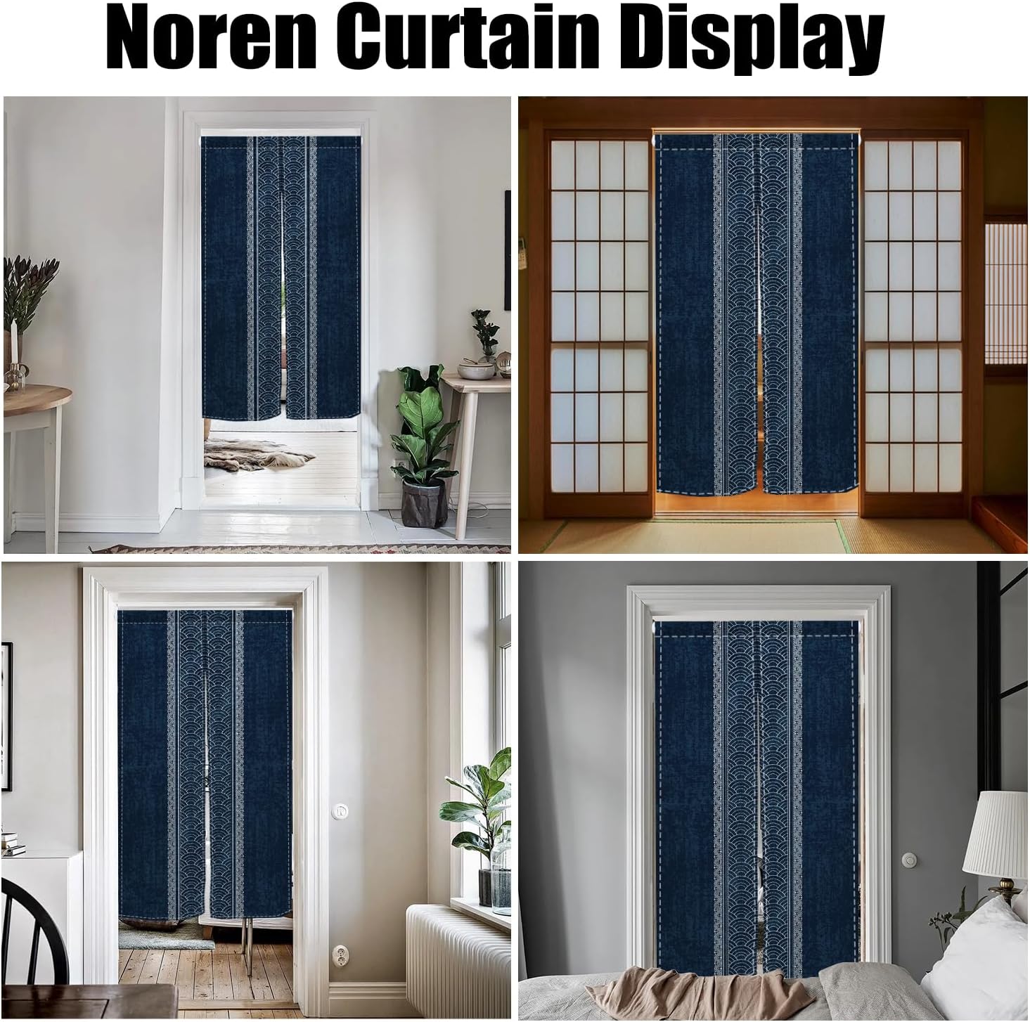 Royal Blue Noren Doorway Curtain with Split Design