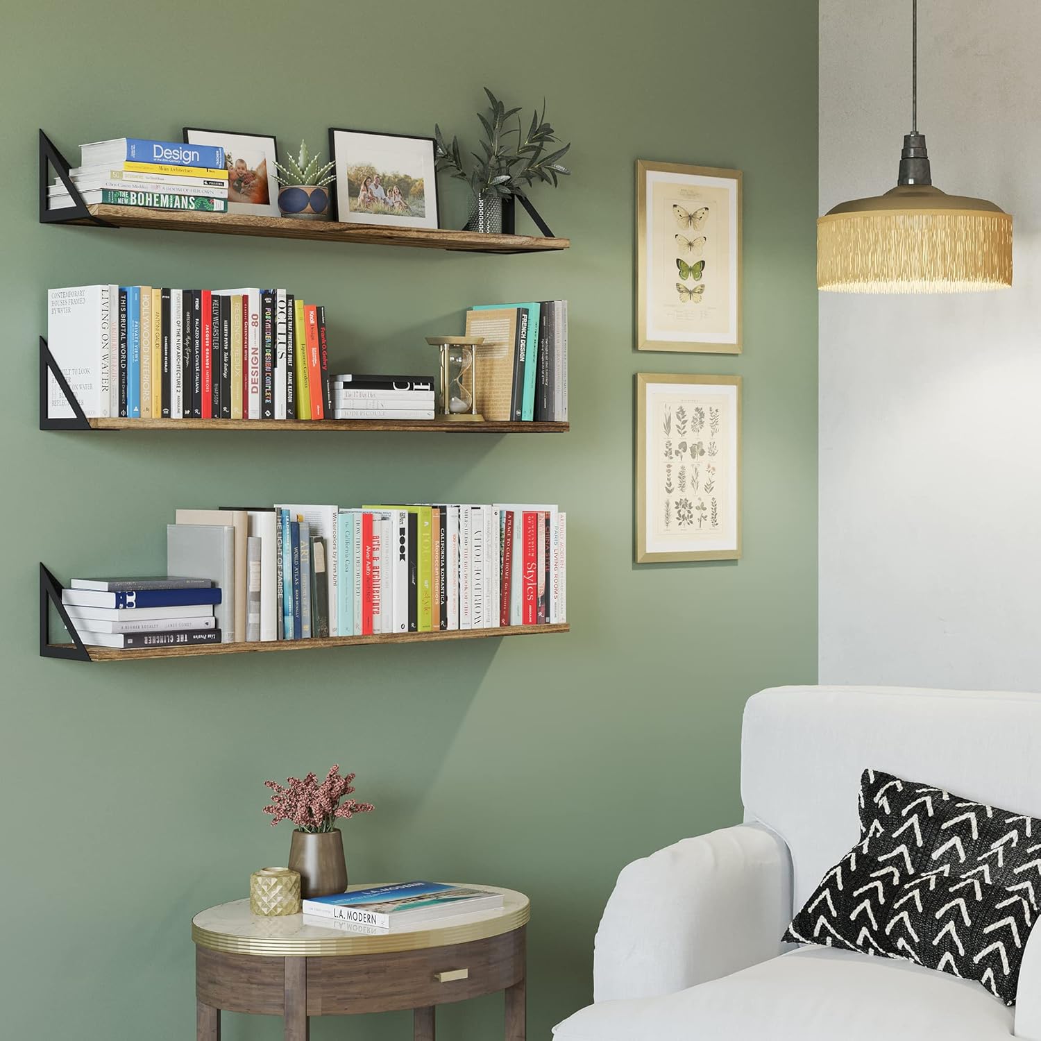 Wallniture Minori Floating Bookshelf Set of 3 Natural Burned