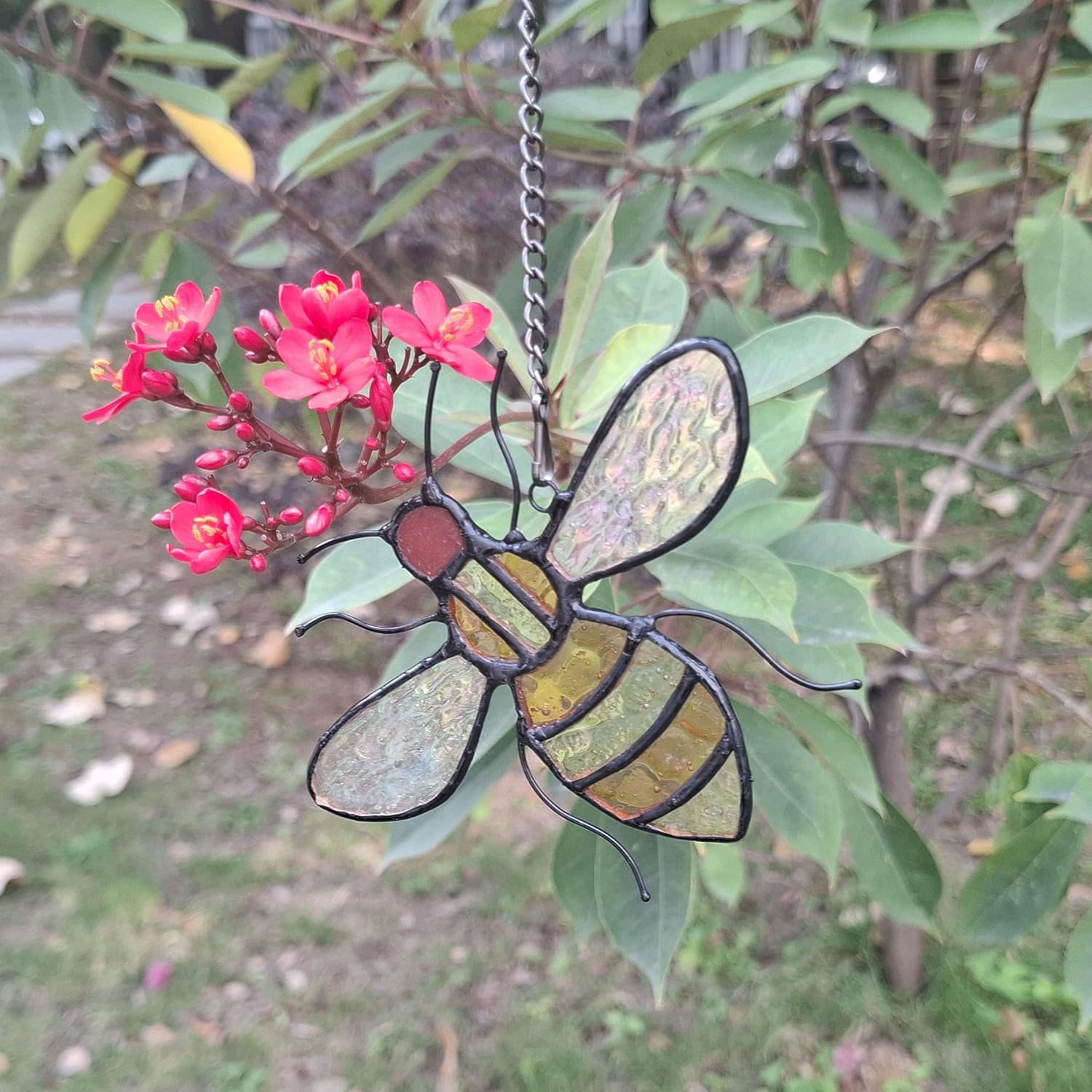 Stained Glass Bee Ornament Suncatcher Window Hanging Decor