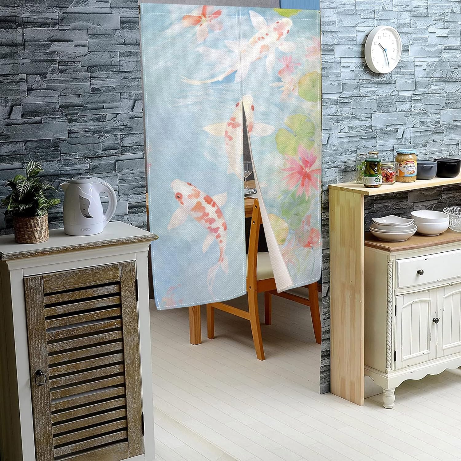 Japanese Noren Door Curtain with Koi Fish Print