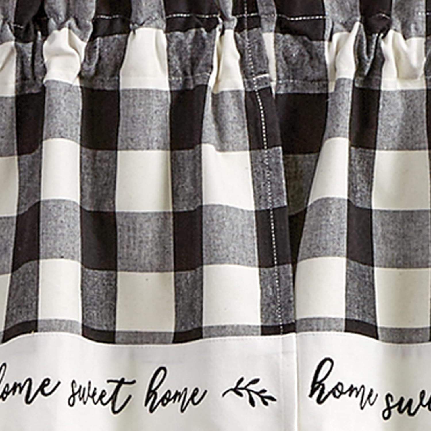 Park Designs Buffalo Check Lined Swags - Black Cream 72x36