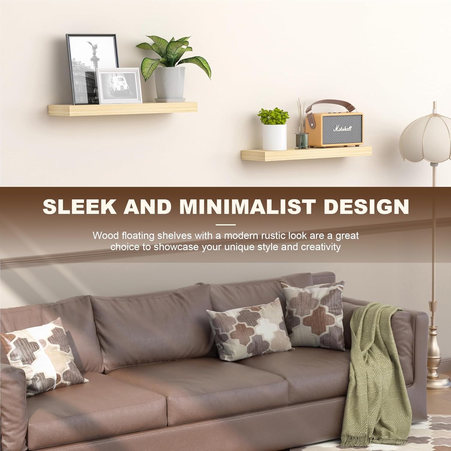 AZSKY Floating Shelves Wall Mount 16 Inch Set of 2