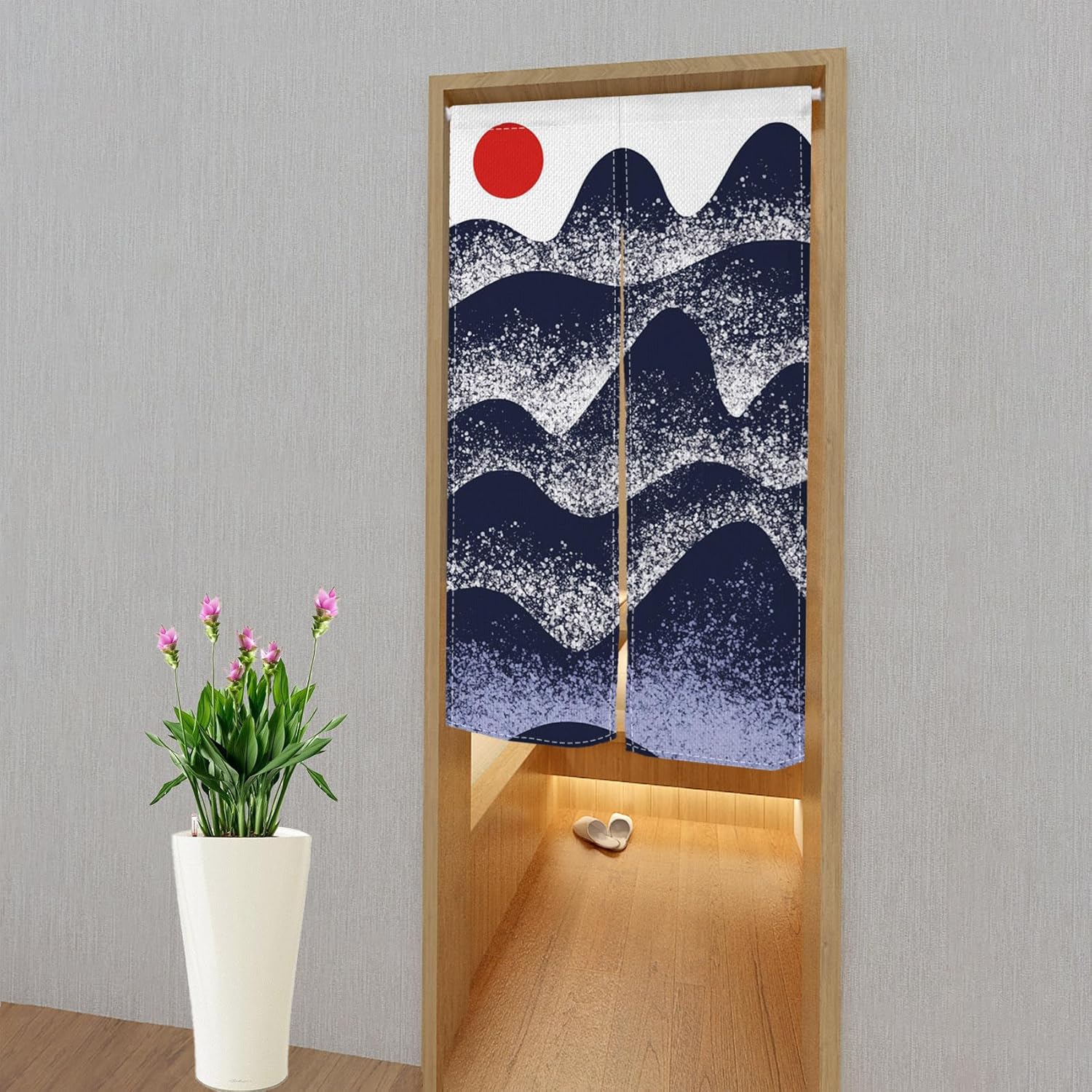 Leowefowa Japanese Noren Curtain Sunset Landscape 283x472