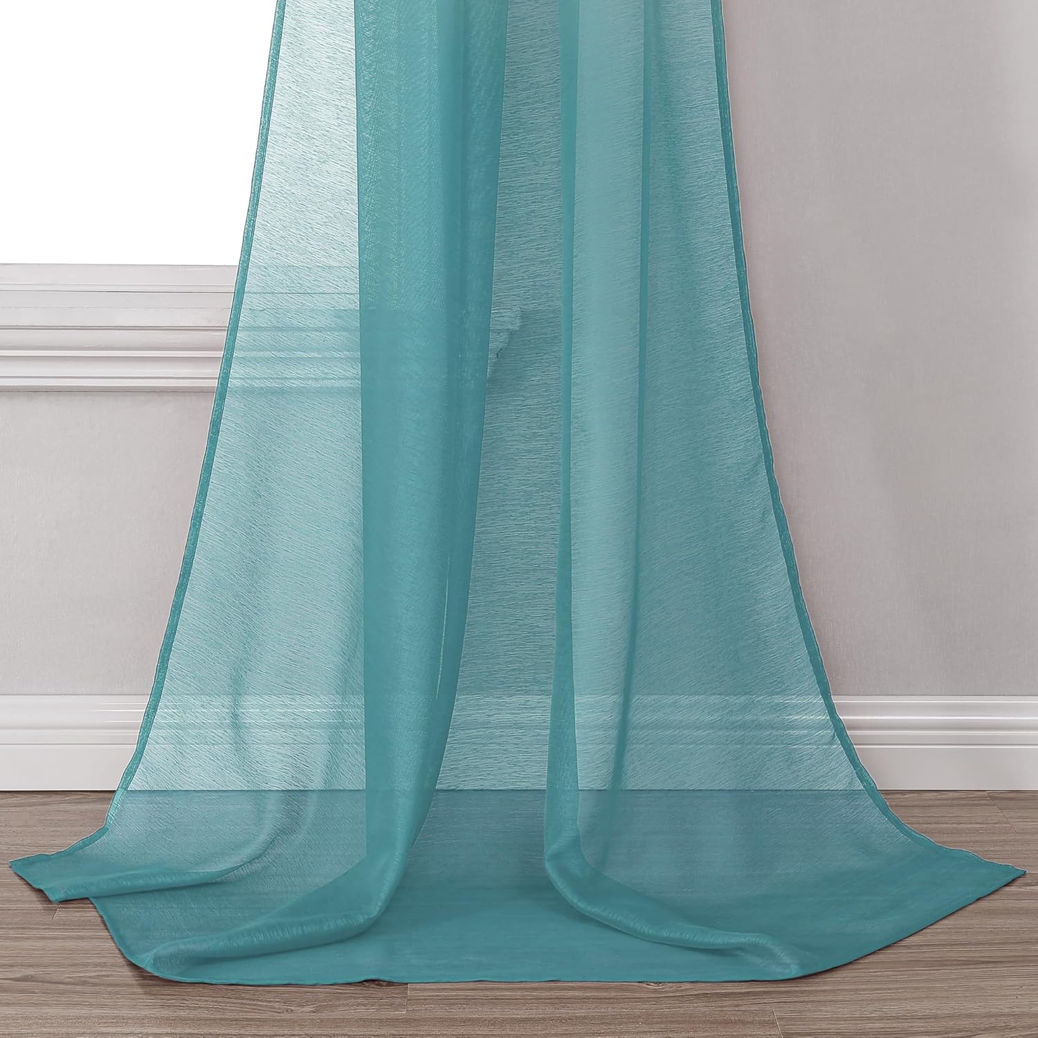 DONREN Teal Window Scarf for Curtain Panels