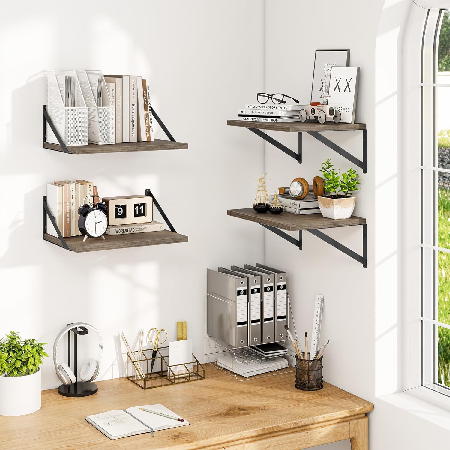 12 Inch Deep Floating Shelves Set of 4 Heavy Duty Wall Mount