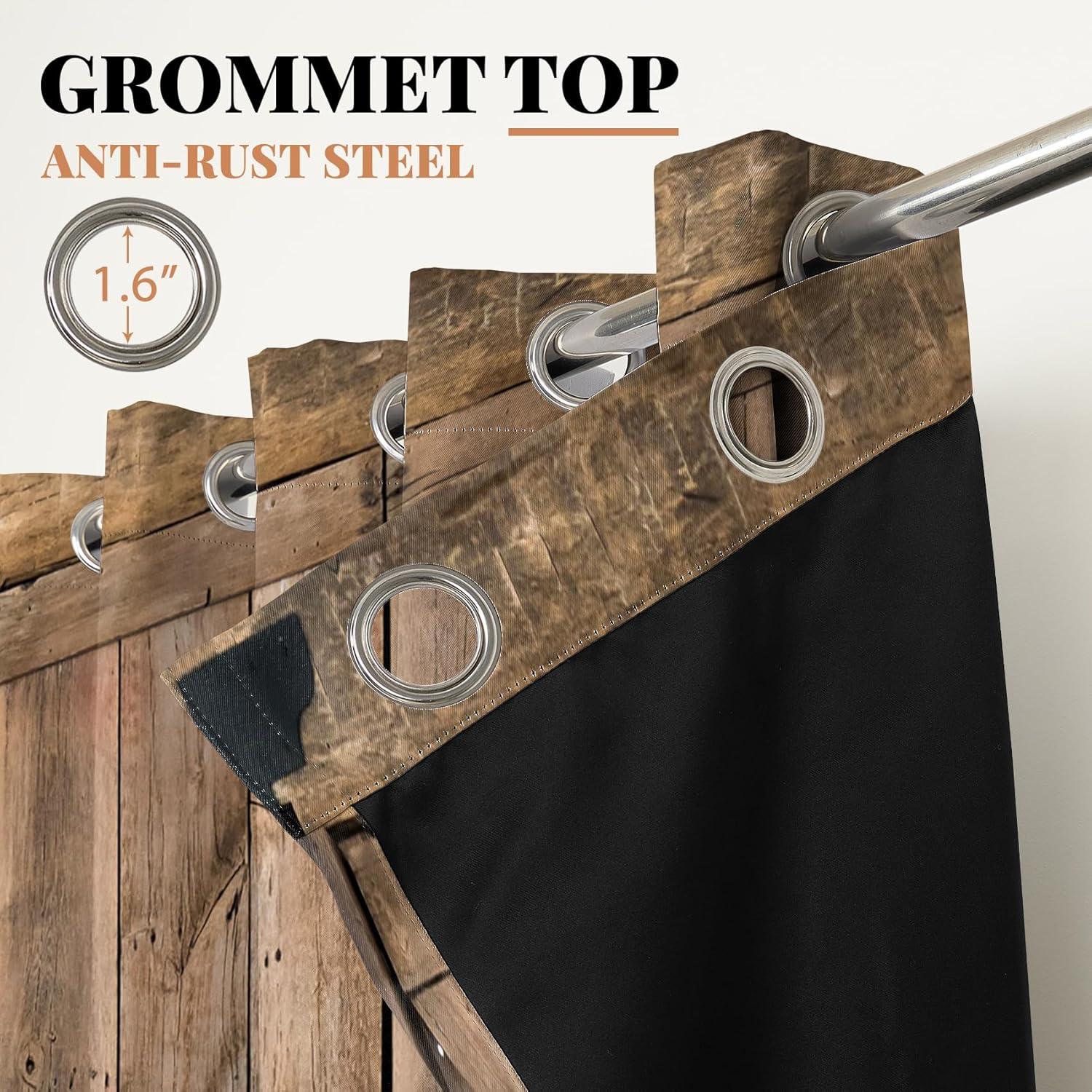 Renaiss Barn Door Curtains Set of 2 Panels Grommet Window Treatment
