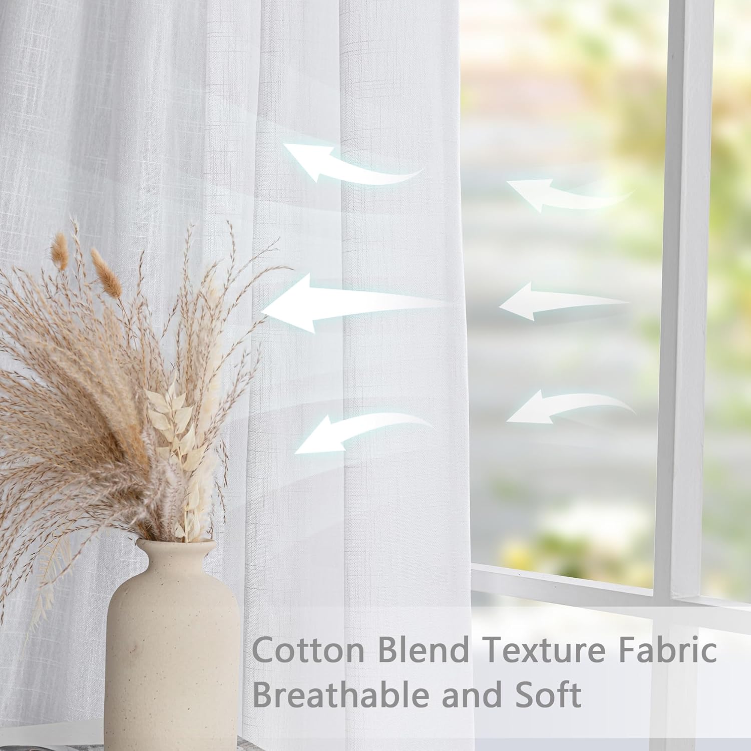 MYSKY HOME White Curtains 2 Panels Set 84 Inch Length