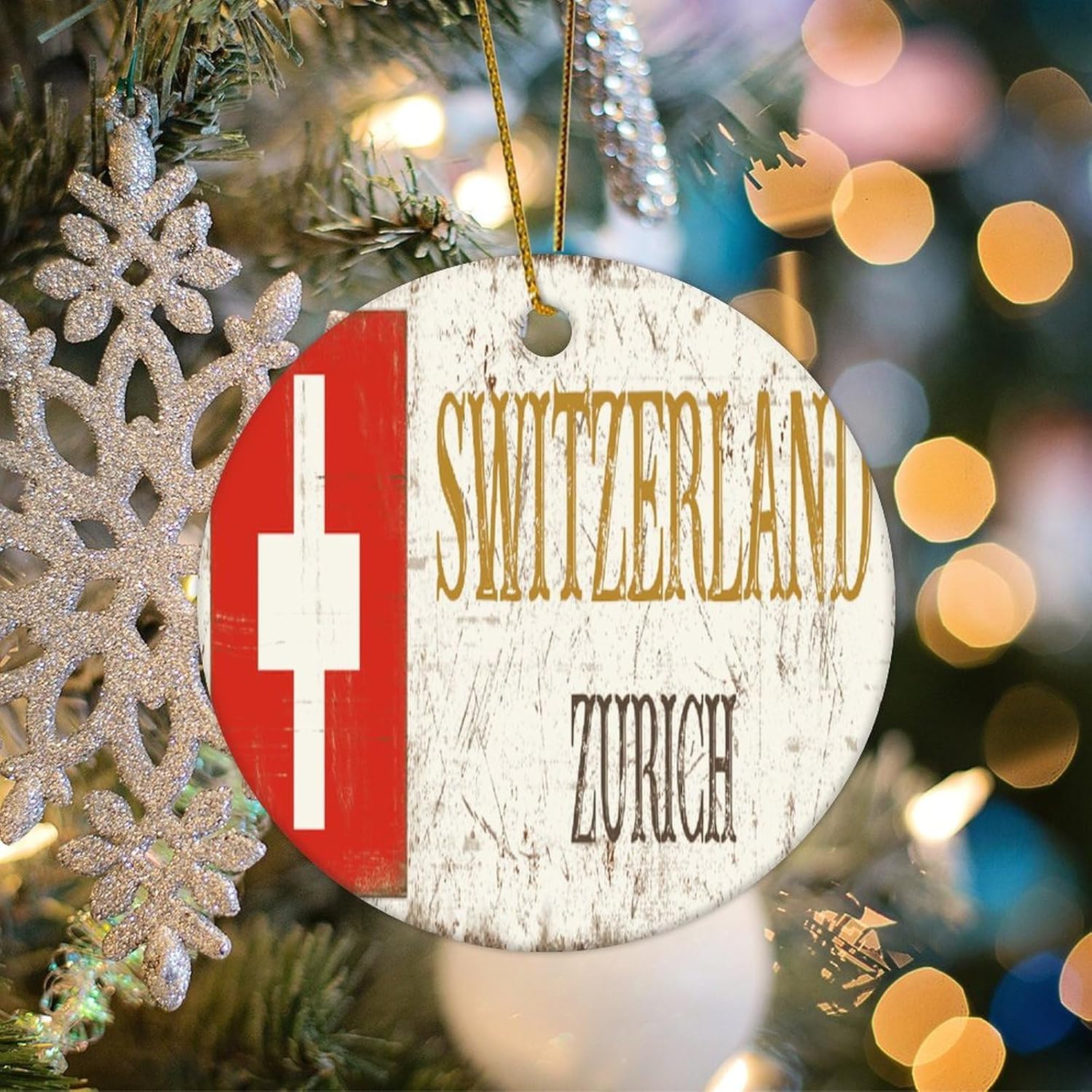 Switzerland Zurich Ceramic Christmas Ornament 3 Inch