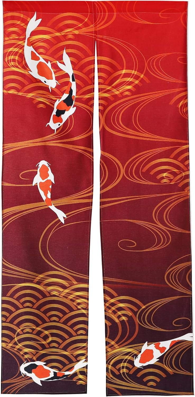 Nextdesign Noren Japanese Style Doorway Curtain with Nishikigoi Carp Print