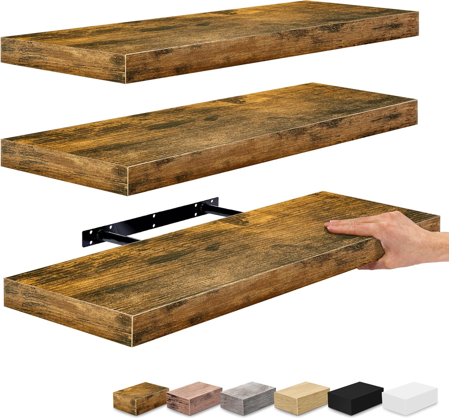 Sorbus Floating Shelves for Wall - 3 Pack Rustic Brown